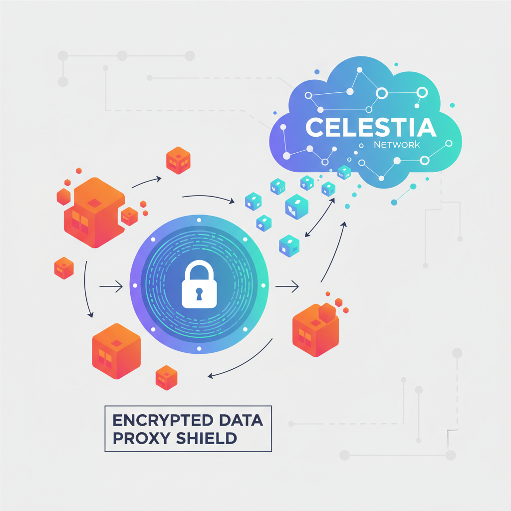 encrypted data proxy shield protecting blockchain blobs flowing to Celestia network