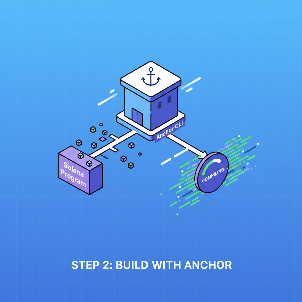 Anchor CLI building Solana program, speed lines and code compiling