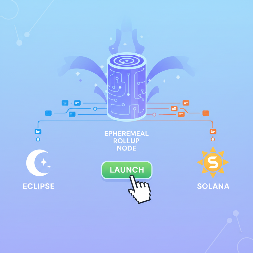 launch button activating ephemeral rollup node with Eclipse and Solana networks connecting