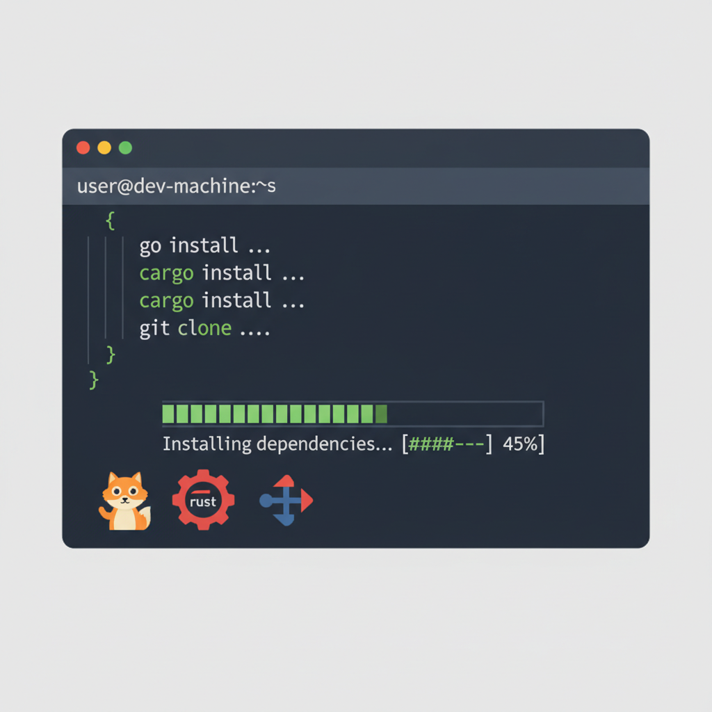 developer terminal installing Go Rust Git dependencies
